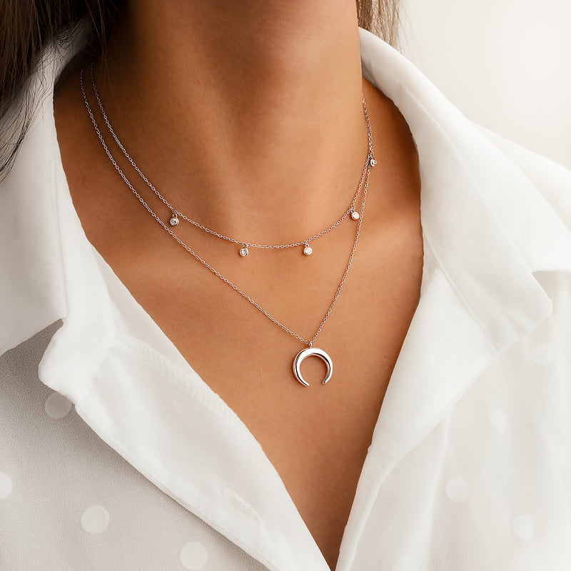 "Half Moon Zirconia" Necklace