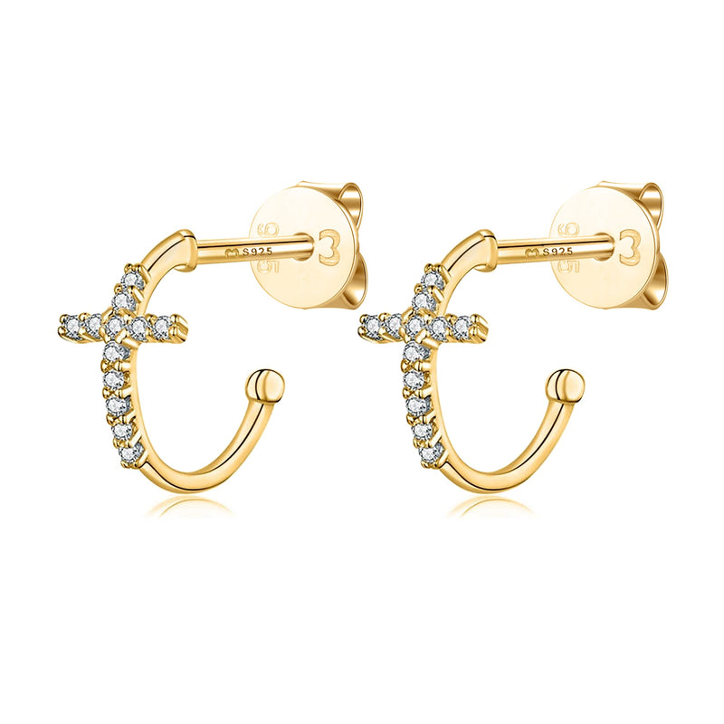 "Half Ring Crosses" Earrings - SophiaJewels