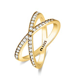 "Crossed Zirconia" Ring - SophiaJewels