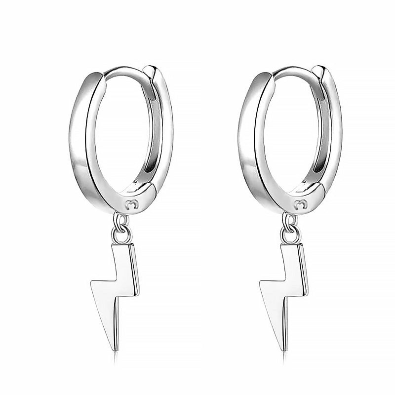 "Lightning Silver" Men's Earrings - SophiaJewels