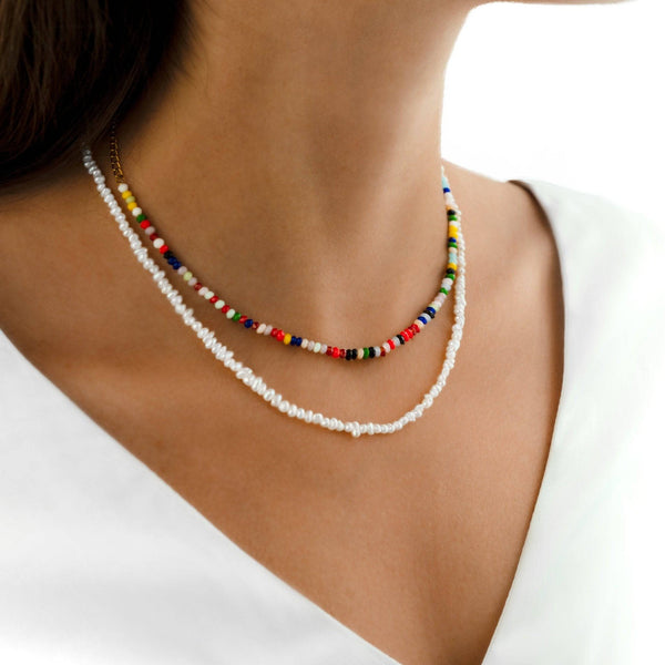 "Colour Stones" Necklace ~ Gold - SophiaJewels