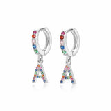 "Rainbow Initial Hoops" Earrings - SophiaJewels