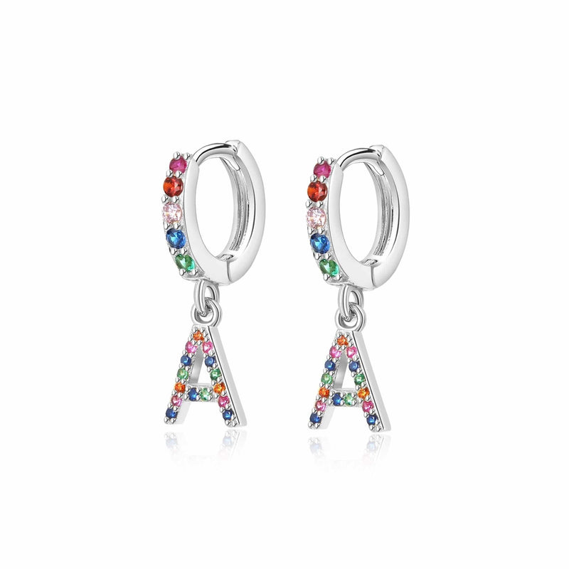 "Rainbow Initial Hoops" Earrings - SophiaJewels