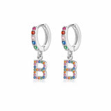 "Rainbow Initial Hoops" Earrings - SophiaJewels