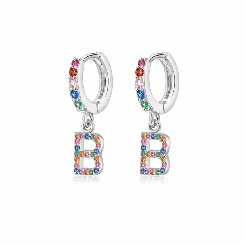 "Rainbow Initial Hoops" Earrings - SophiaJewels