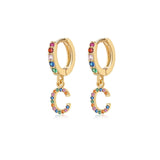 "Rainbow Initial Hoops" Earrings - SophiaJewels