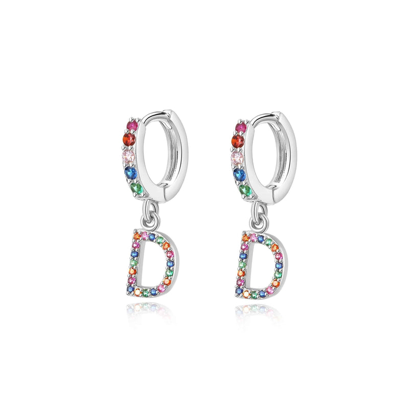 "Rainbow Initial Hoops" Earrings - SophiaJewels