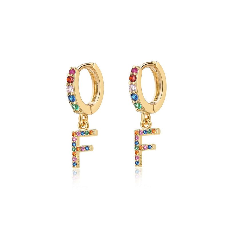 "Rainbow Initial Hoops" Earrings - SophiaJewels