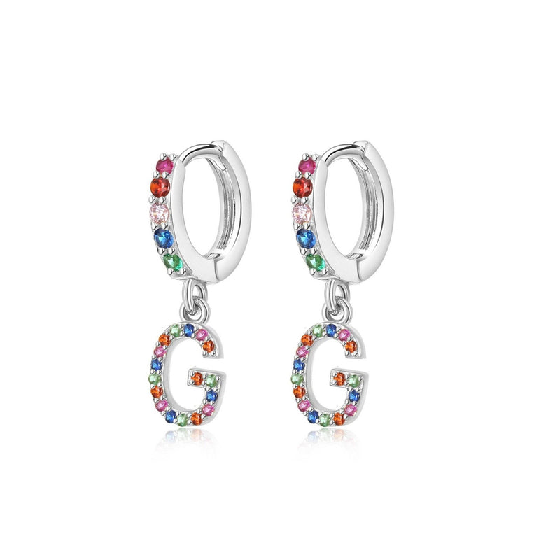 "Rainbow Initial Hoops" Earrings - SophiaJewels