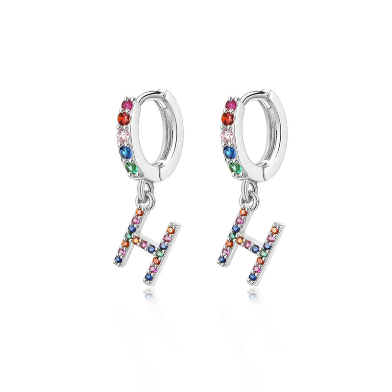 "Rainbow Initial Hoops" Earrings - SophiaJewels