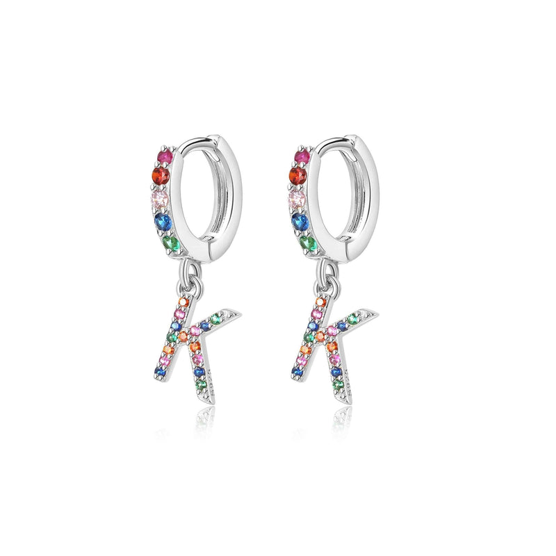 "Rainbow Initial Hoops" Earrings - SophiaJewels