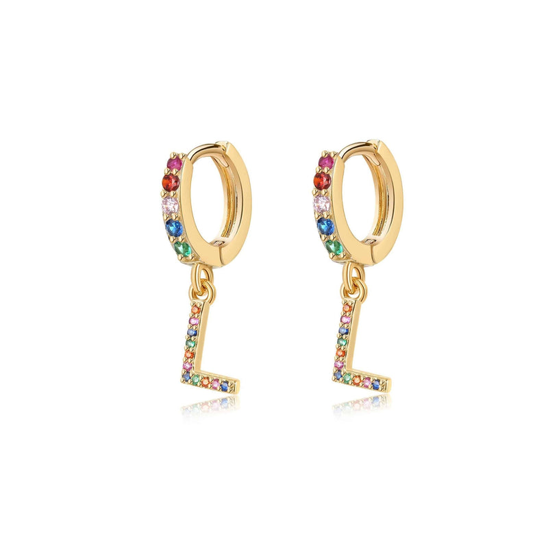 "Rainbow Initial Hoops" Earrings - SophiaJewels