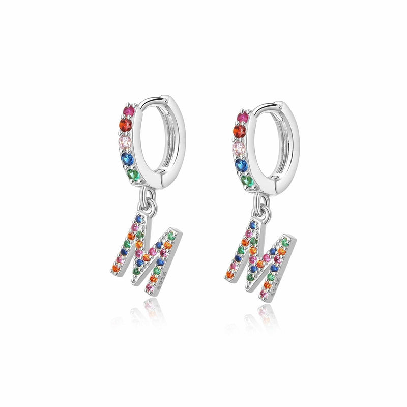 "Rainbow Initial Hoops" Earrings - SophiaJewels