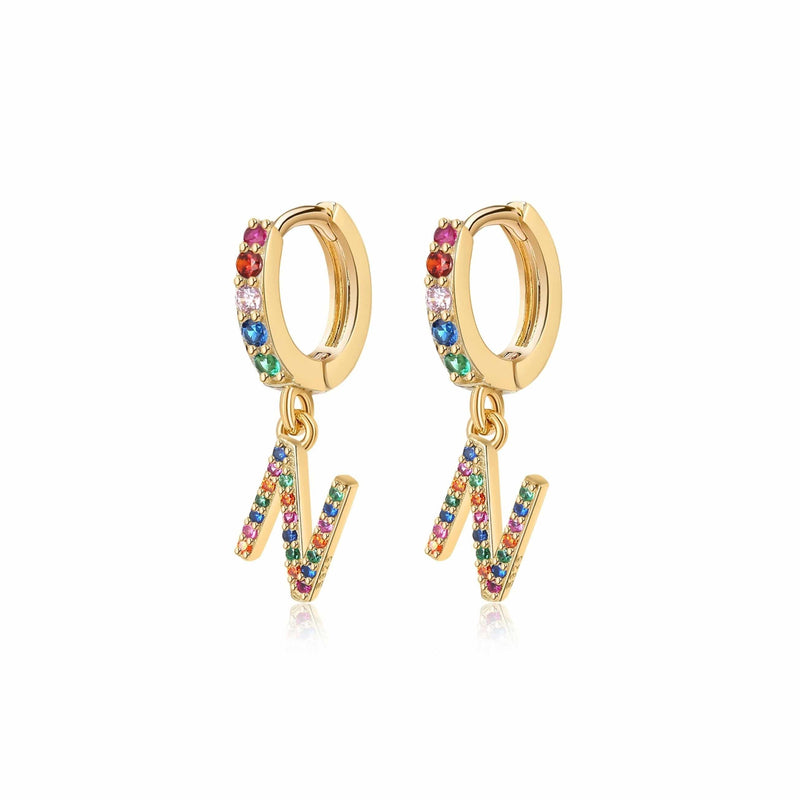 "Rainbow Initial Hoops" Earrings - SophiaJewels