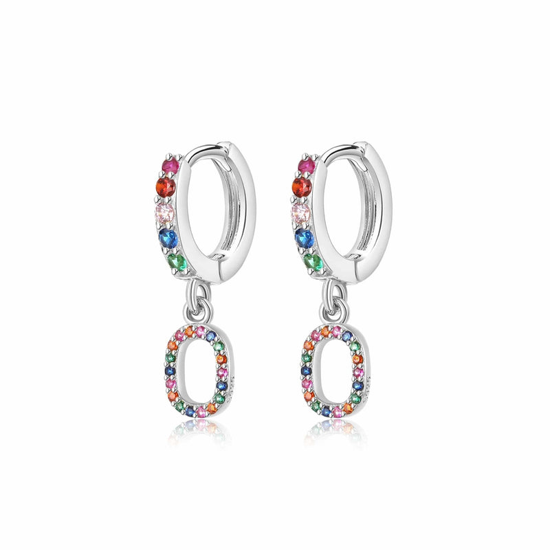 "Rainbow Initial Hoops" Earrings - SophiaJewels