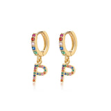 "Rainbow Initial Hoops" Earrings - SophiaJewels