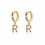 "Rainbow Initial Hoops" Earrings - SophiaJewels