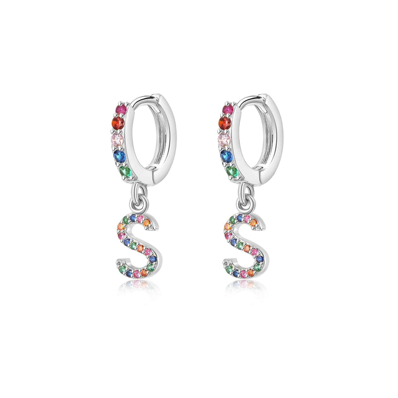 "Rainbow Initial Hoops" Earrings - SophiaJewels